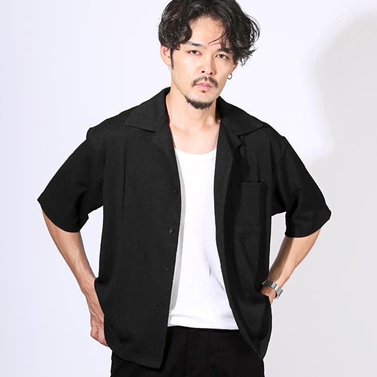ブラック | 半袖シャツ 開襟シャツ メンズ | LUXSTYLE