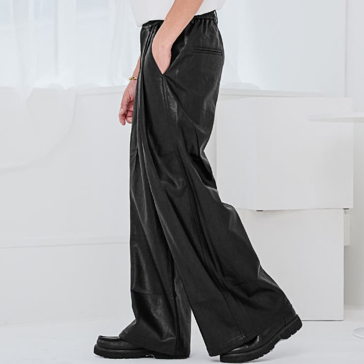 ブラック | レザーパンツ ワイドパンツ メンズ | LUXSTYLE