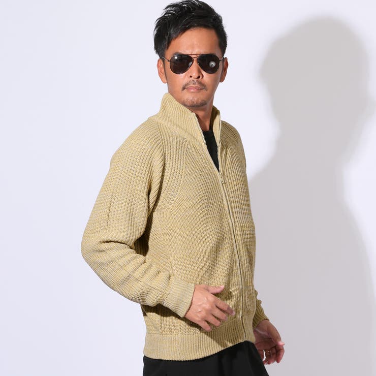 ベージュミックス | ニットジャケット メンズ ニット | LUXSTYLE