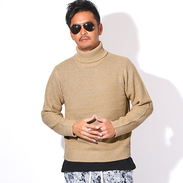 ベージュミックス | ニット メンズ タートルネック | LUXSTYLE