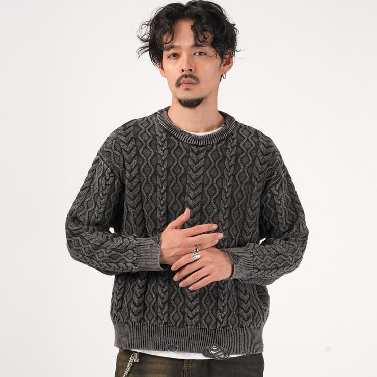 ブラック | ニット セーター メンズ | LUXSTYLE