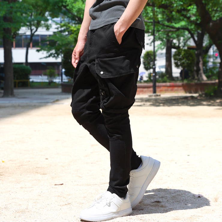 ブラック | サルエルパンツ カーゴパンツ テーパードパンツ | LUXSTYLE