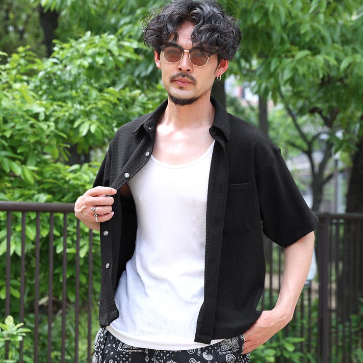 ブラック | 半袖シャツ メンズ シャツ | LUXSTYLE