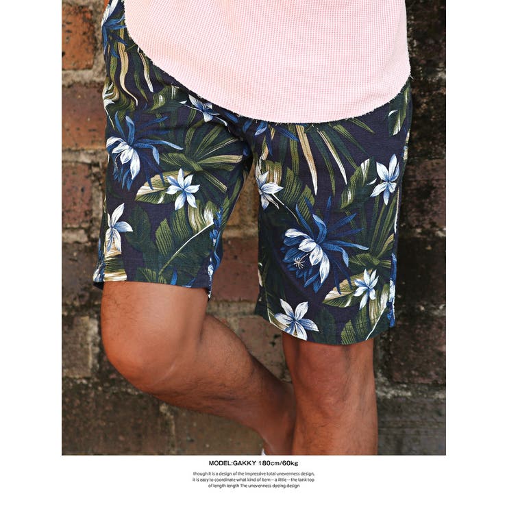 PT BERMUDA 花柄ショートパンツ サーフパンツ ネイビー XL以上 PT BERMUDA 花柄ショートパンツ サーフパンツ ネイビー XL以上