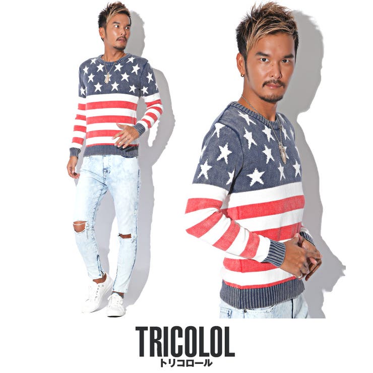 ニット メンズ アメリカ国旗[品番：LU000006882]｜LUXSTYLE