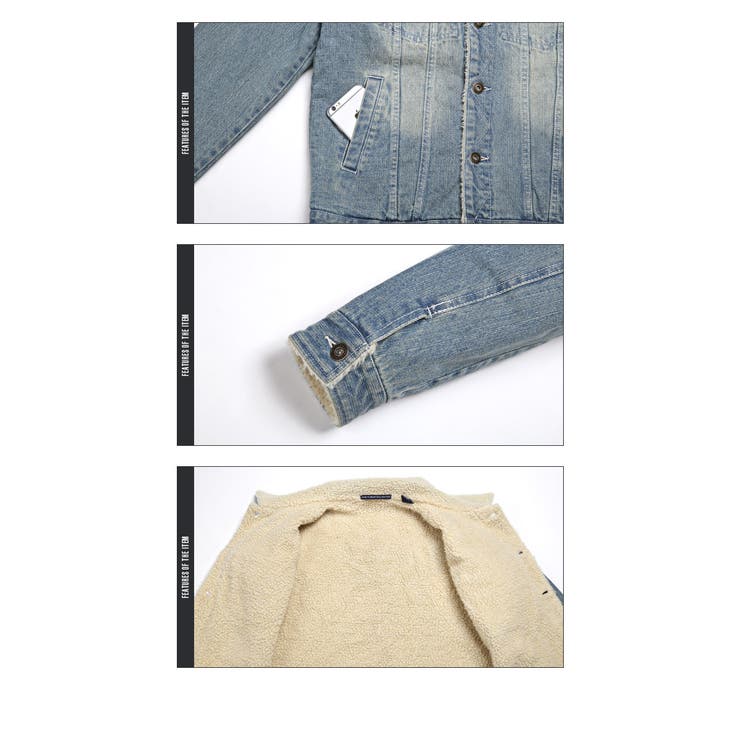 ボア デニムジャケット メンズ[品番：LU000007235]｜LUXSTYLE