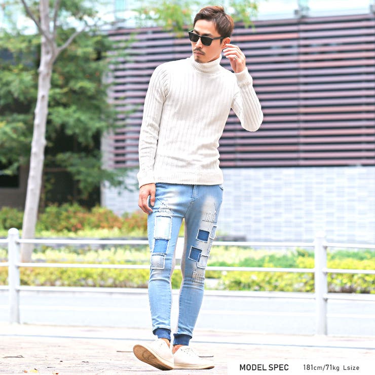 メンズティノラス　ニット　ブラック系　立体編み　タートルネック　y6504c M's C/U Turtleneck-Japan Fit(L(MEN) Black Forest Green