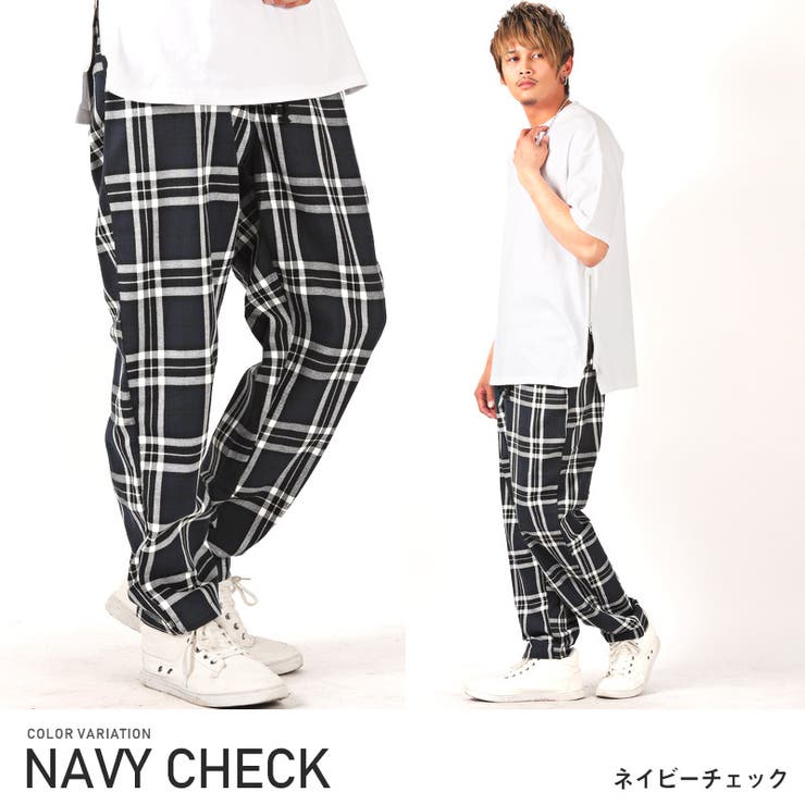 ワイドパンツ メンズ チェック[品番：LU000008471]｜LUXSTYLE