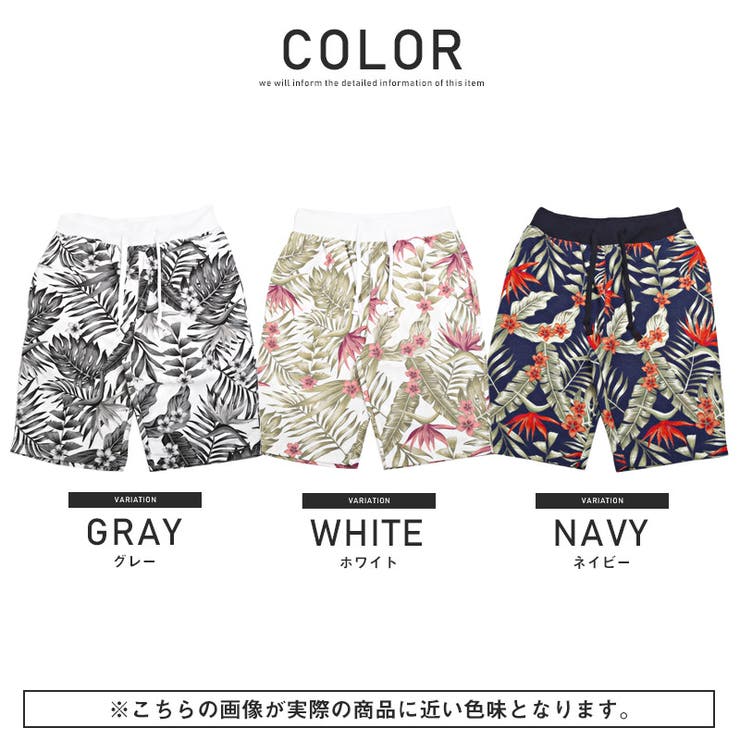 シップスジェットブルー ホワイト系ボタニカル柄ショートパンツ