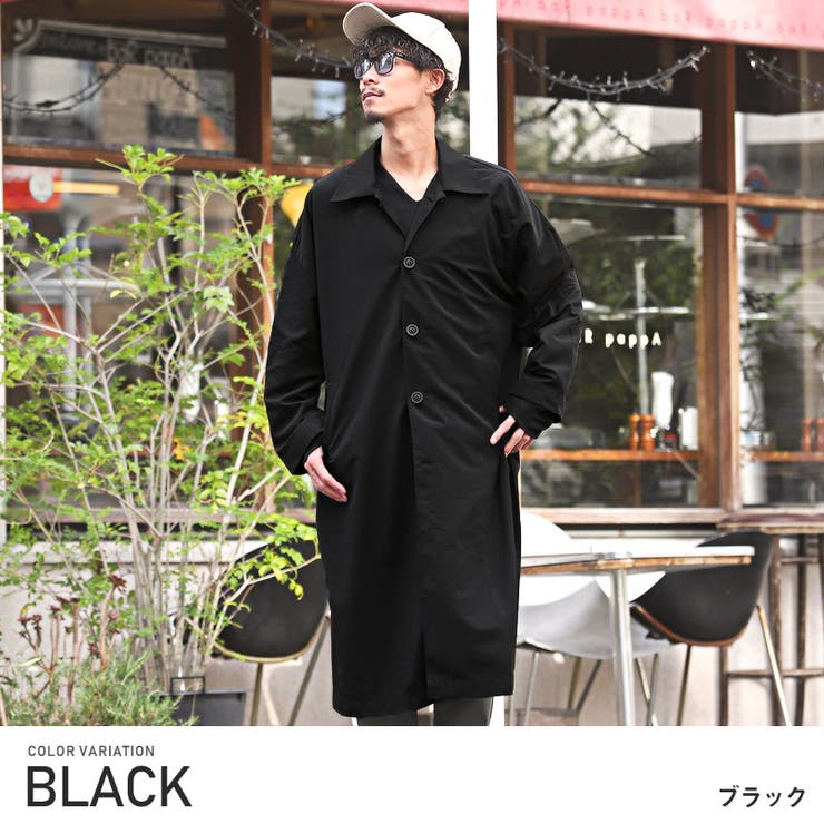【COMME CA MEN】 ステンカラーコート/ブラック