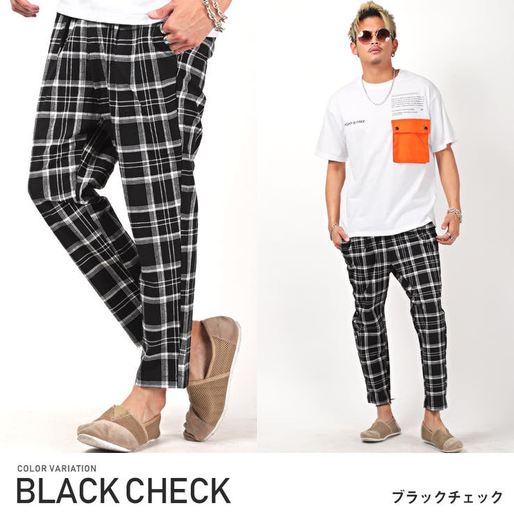 1313 KAPITAL　チェック　パンツ　タータン　ウエストゴム　テーパード 1313 KAPITAL チェック パンツ タータン ウエストゴム