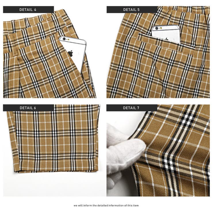 V12 チェックパンツ　サイズL ページュ V12 チェックパンツサイズL ページュ