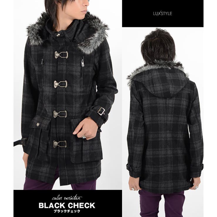 PPFM ネオお兄系y2kグランジ パンク ファー タータンチェックウールコート ファーダウン お兄系 y2k フェアリーグランジ パンク ギャル男 7