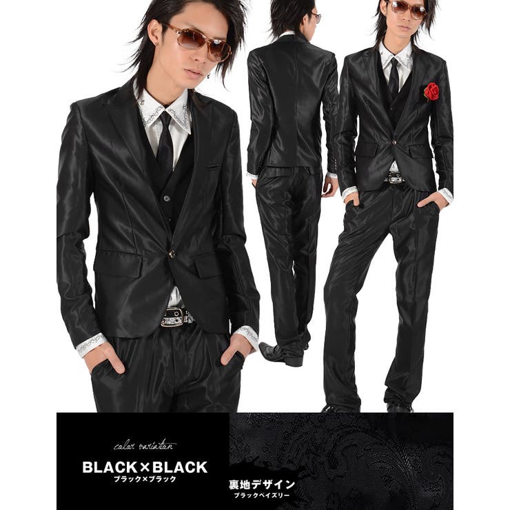 +J ブラック スーツセットアップ Lサイズ セール】 ブラックソリッドスリーピーススーツ （セットアップ