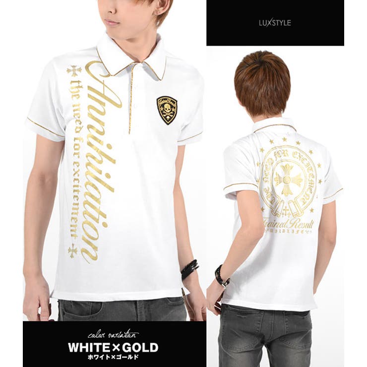 Resurrection ホワイト ポロシャツ Lサイズ　新品未使用タグ付き‼️ ビッグシルエット刺繍ポロシャツ メンズ(M ホワイト): トップス