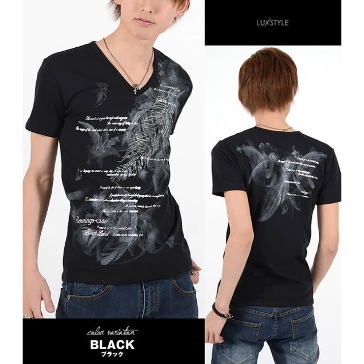Goa Tシャツ　お兄系 V系 Tシャツ メンズ トップス 無地 半袖 ドレープ とろみ シンプル V