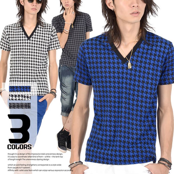 お兄系 メンズ Tシャツ千鳥Tシャツ半袖Tシャツ | LUXSTYLE | 詳細画像1