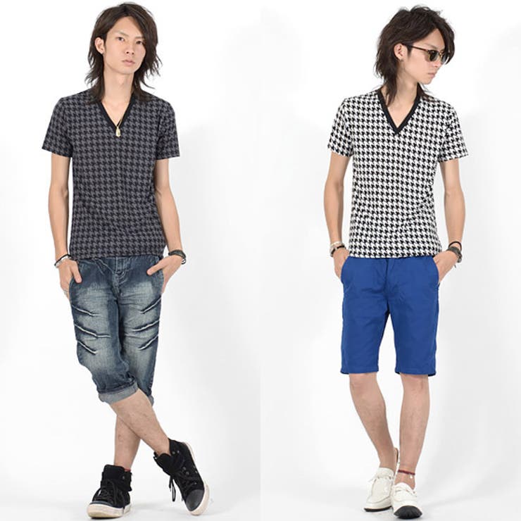 お兄系 メンズ Tシャツ千鳥Tシャツ半袖Tシャツ | LUXSTYLE | 詳細画像7