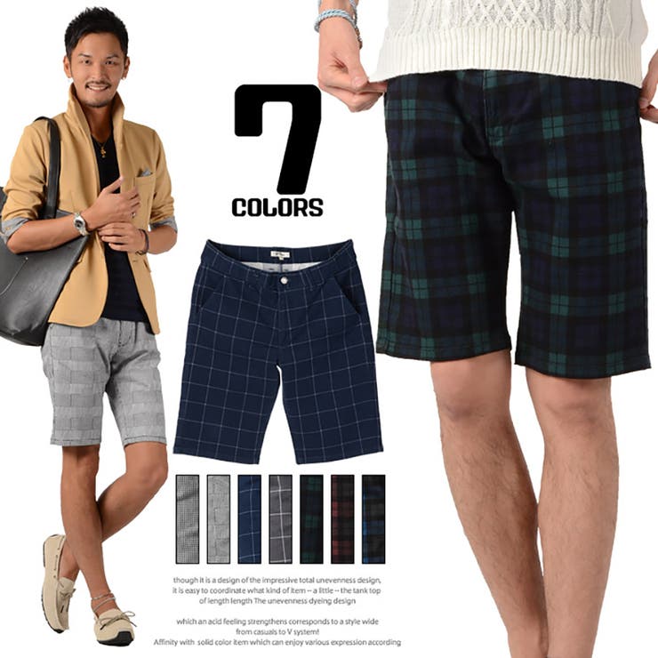 チェック ショートパンツ メンズチェックパンツ[品番