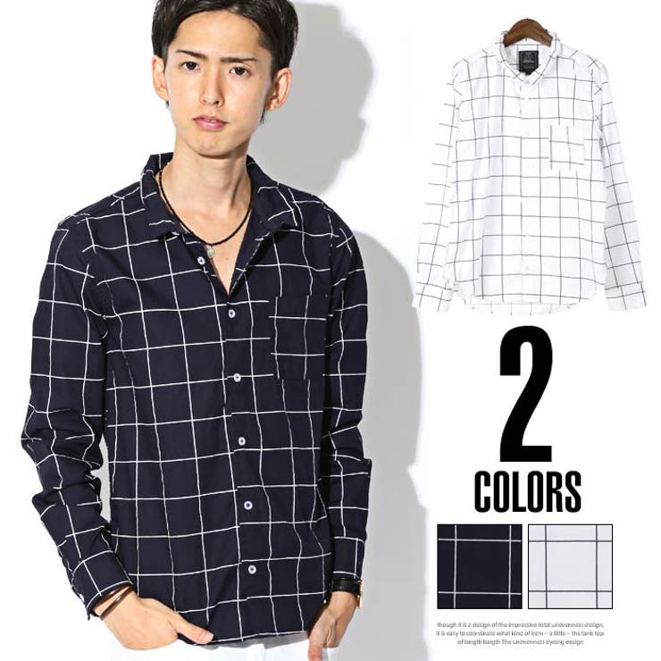 シャツ メンズ ウインドペンウインドウペン[品番：LU000004545