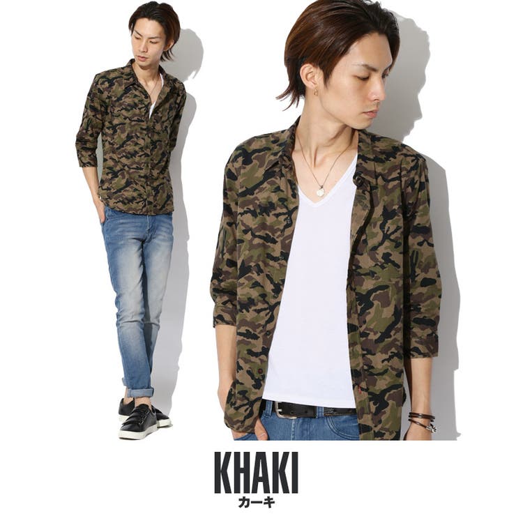 シャツ メンズ 迷彩七分袖シャツ[品番：LU000005321]｜LUXSTYLE