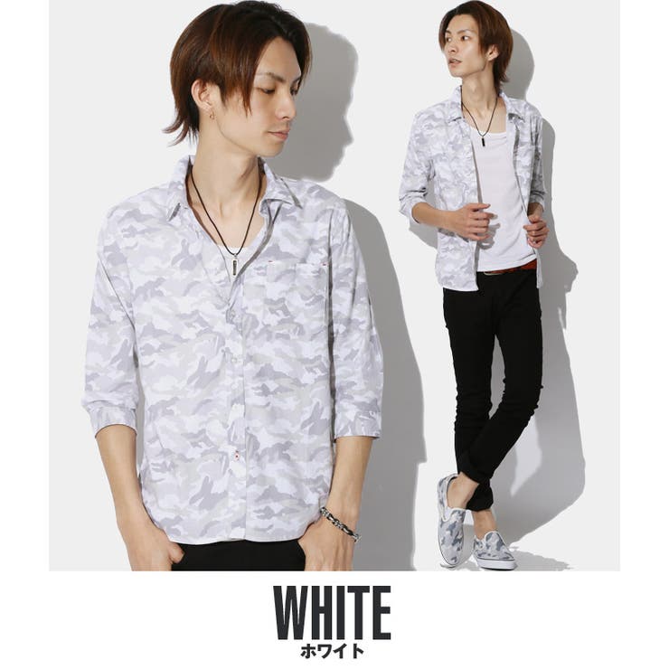 シャツ メンズ 迷彩七分袖シャツ[品番：LU000005321]｜LUXSTYLE