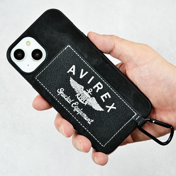 iPhone14iPhone13iPhone14ProAVIREXアヴィレックス「刺繍ロゴ背面ケース」