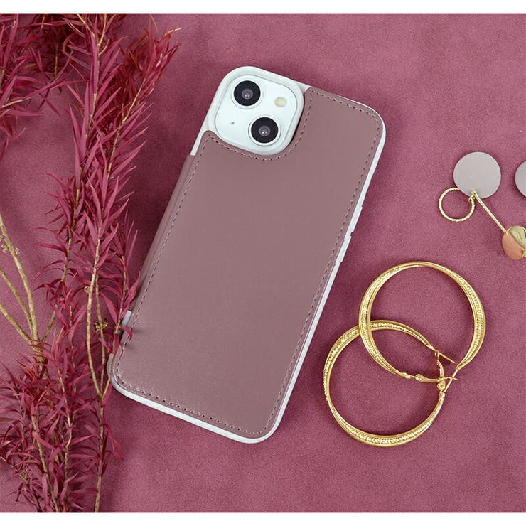 iPhone14iPhone13iPhone14ProSmarfyスマーフィー「カード収納＆ミラー付き背面ケース」