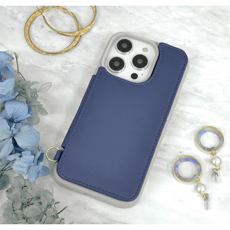 iPhone14iPhone13iPhone14ProSmarfyスマーフィー「カード収納＆ミラー付き背面ケース」