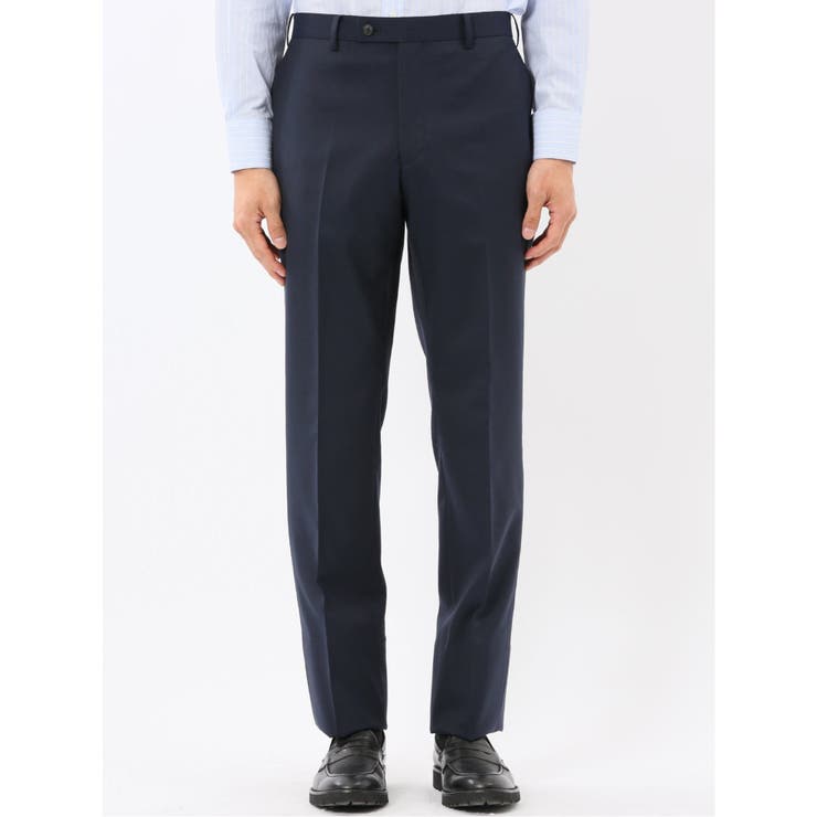 ウール混ストレッチ レギュラーフィット 2ボタン2ピーススーツ 無地紺 | TAKA-Q MEN | 詳細画像11 