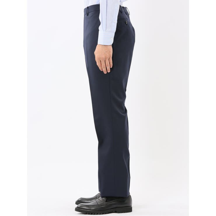 ウール混ストレッチ レギュラーフィット 2ボタン2ピーススーツ 無地紺 | TAKA-Q MEN | 詳細画像12 