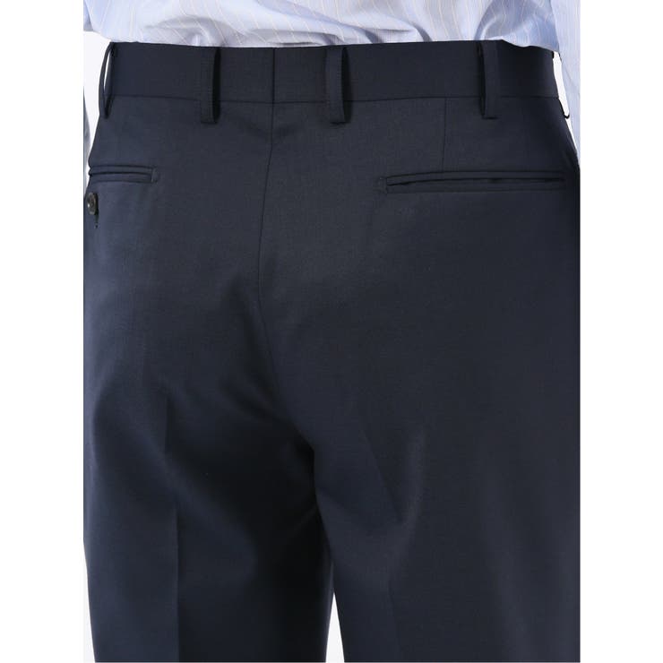 ウール混ストレッチ レギュラーフィット 2ボタン2ピーススーツ 無地紺 | TAKA-Q MEN | 詳細画像14 