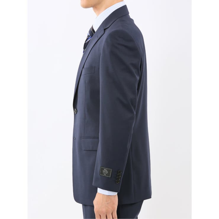 ウール混ストレッチ レギュラーフィット 2ボタン2ピーススーツ 無地紺 | TAKA-Q MEN | 詳細画像6 