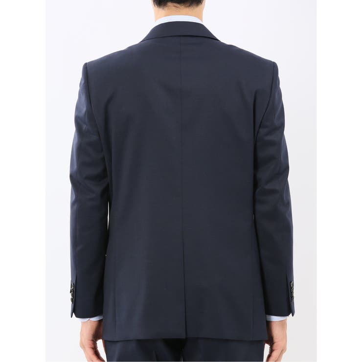 ウール混ストレッチ レギュラーフィット 2ボタン2ピーススーツ 無地紺 | TAKA-Q MEN | 詳細画像7 