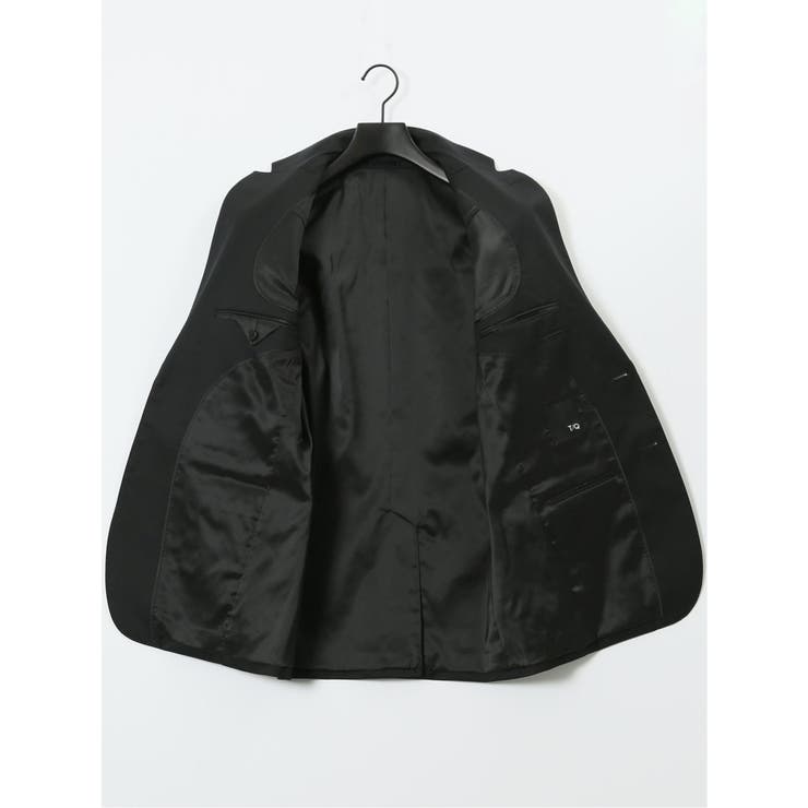 ウール混ストレッチ スリムフィット 2ボタン2ピーススーツ 無地黒 | TAKA-Q MEN | 詳細画像10 