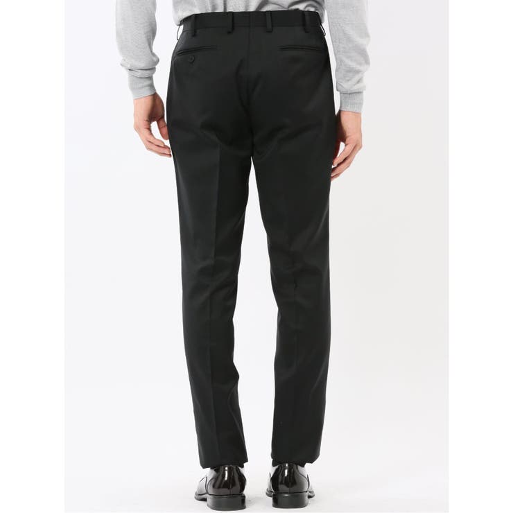 ウール混ストレッチ スリムフィット 2ボタン2ピーススーツ 無地黒 | TAKA-Q MEN | 詳細画像13 