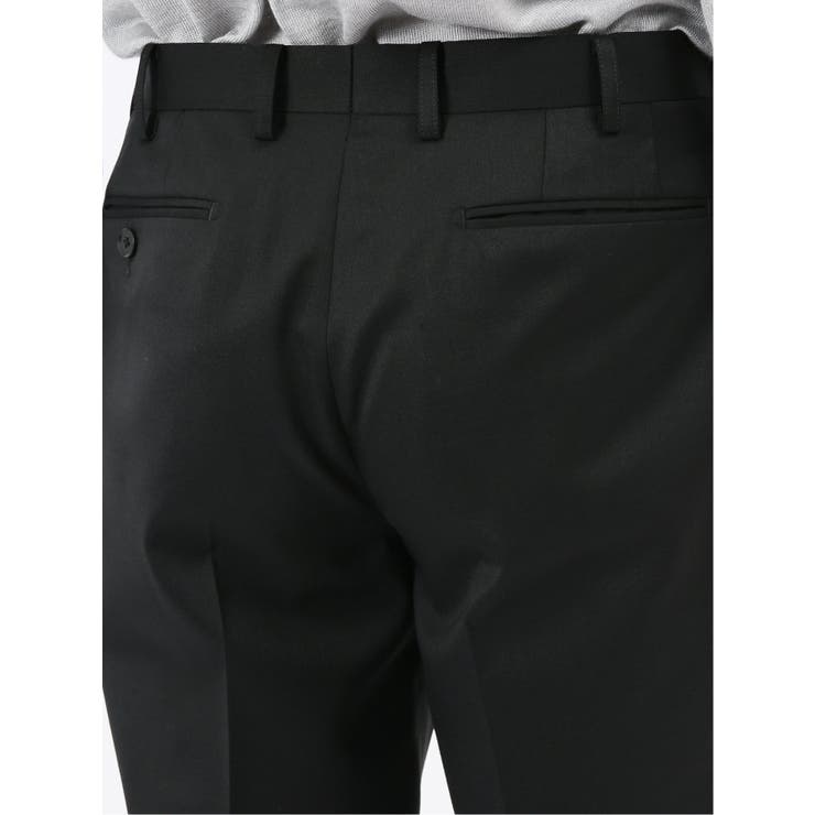 ウール混ストレッチ スリムフィット 2ボタン2ピーススーツ 無地黒 | TAKA-Q MEN | 詳細画像14 