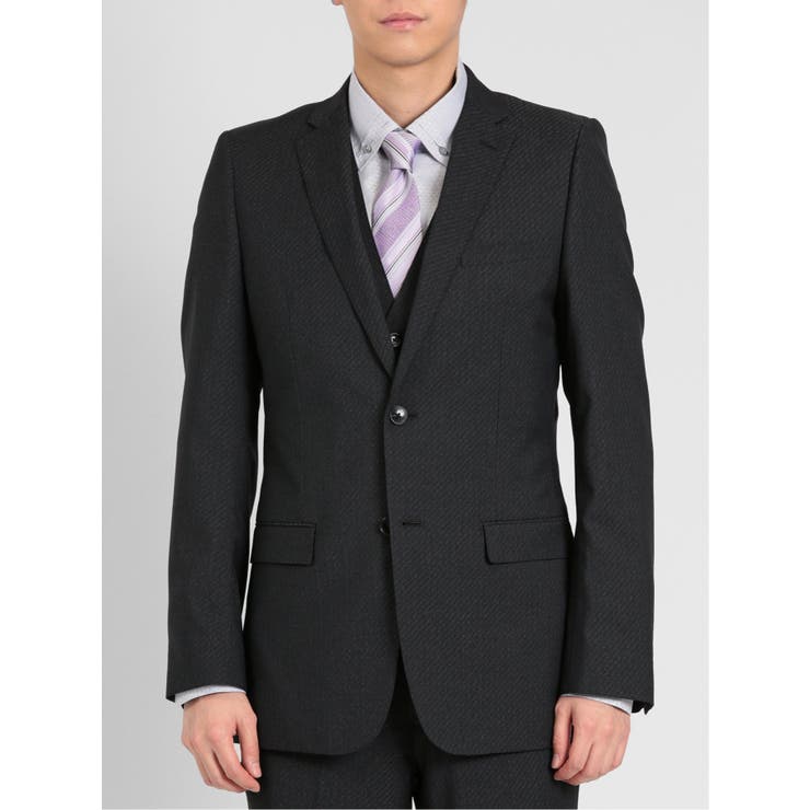 超光沢ストレッチ スリムフィット 2ボタン3ピーススーツ シャドーカルゼグレー | TAKA-Q MEN | 詳細画像4 