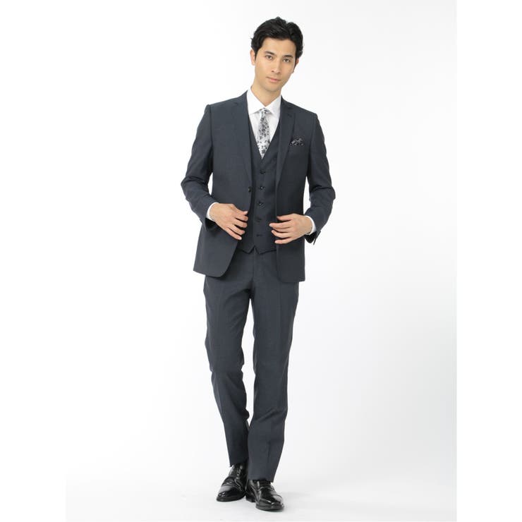 光沢ストレッチ スリムフィット2ボタン3ピーススーツ ヘリンボン 紺 品番 Tkqj Taka Q Men タカキュー のメンズ ファッション通販 Shoplist ショップリスト