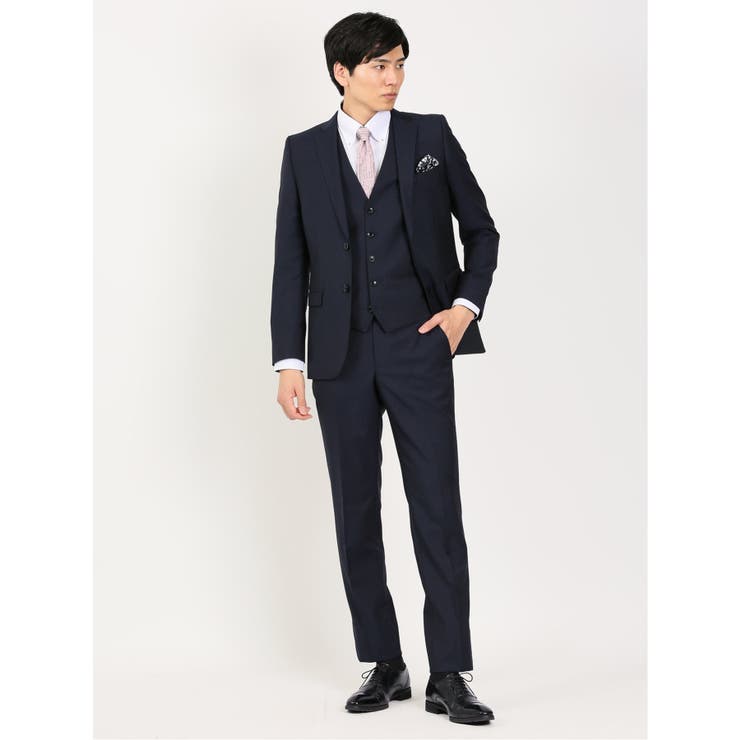 超光沢ストレッチ スリムフィット 2ボタン3ピーススーツ 千鳥紺[品番：TKQJ0018044]｜TAKA-Q  MEN（タカキュー）のメンズファッション通販｜SHOPLIST（ショップリスト）