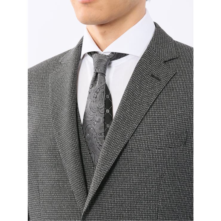 トラベストストレッチ スリムフィット 2ボタン3ピーススーツ 千鳥グレー | TAKA-Q MEN | 詳細画像7 