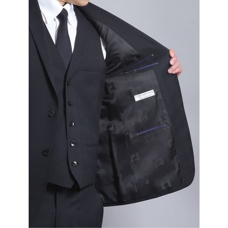 光沢ストレッチ スリムフィット2ボタン3ピーススーツ シャドーチェック 紺[品番：TKQJ0014545]｜TAKA-Q  MEN（タカキュー）のメンズファッション通販｜SHOPLIST（ショップリスト）