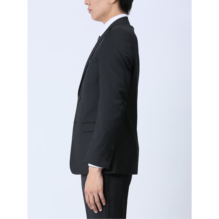 光沢ストレッチ スリムフィット 2ボタン3ピーススーツ ジオメトリック黒 | TAKA-Q MEN | 詳細画像5 