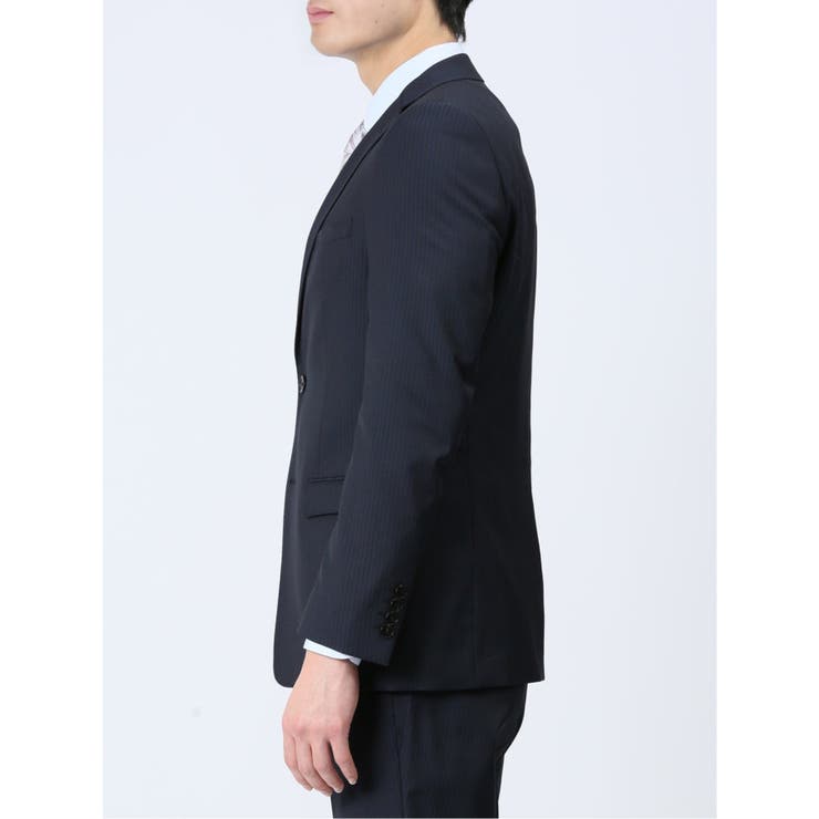 超光沢ストレッチ スリムフィット 2ボタン3ピーススーツ シャドーストライプ紺[品番：TKQJ0021096]｜TAKA-Q MEN（タカキュー）の メンズファッション通販｜SHOPLIST（ショップリスト）