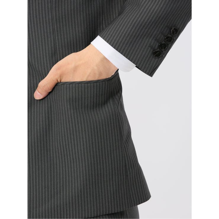 光沢ウール混ストレッチ スリムフィット 2ボタン2ピーススーツ | TAKA-Q MEN | 詳細画像9 