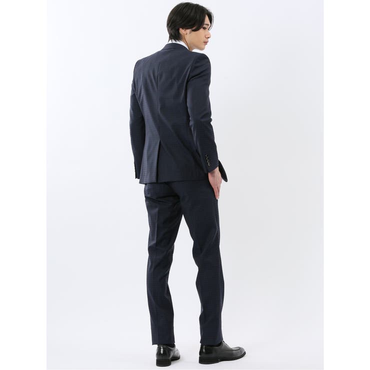 超光沢ウール混ストレッチ スリムフィット 2ボタン3ピーススーツ | TAKA-Q MEN | 詳細画像2 