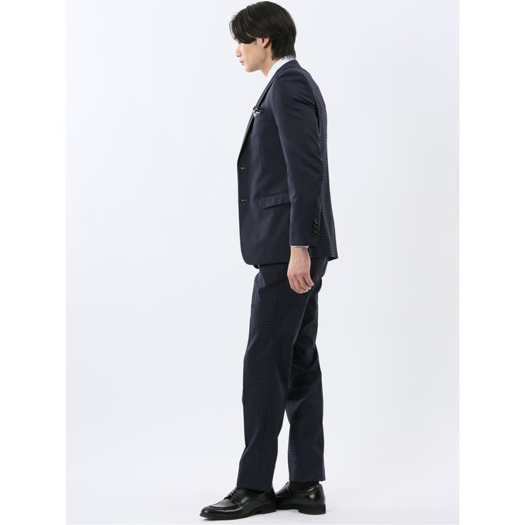 超光沢ウール混ストレッチ スリムフィット 2ボタン3ピーススーツ | TAKA-Q MEN | 詳細画像3 