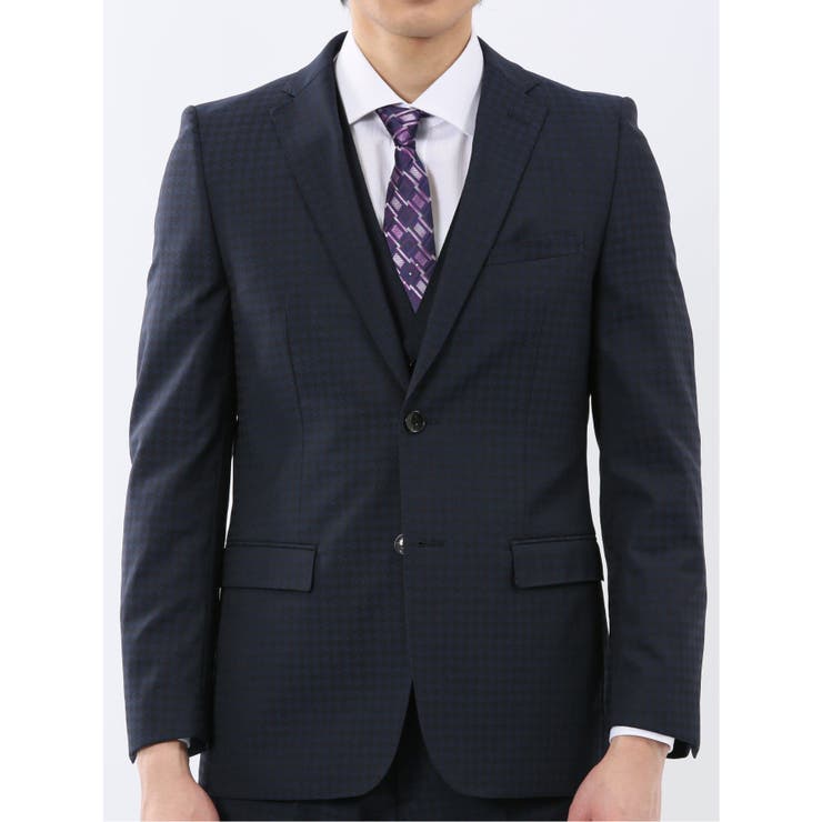 超光沢ウール混ストレッチ スリムフィット 2ボタン3ピーススーツ | TAKA-Q MEN | 詳細画像4 