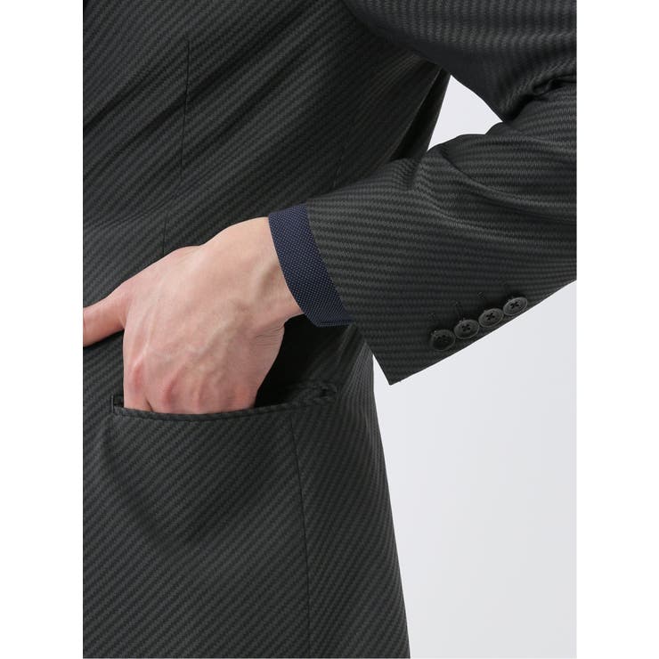 超光沢ウール混ストレッチ スリムフィット 2ボタン3ピーススーツ | TAKA-Q MEN | 詳細画像8 