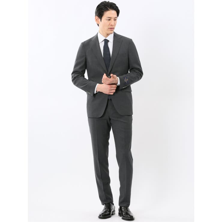 06グレー | SUPER140'S レギュラーフィット 2ボタン 2ピース スーツ グレー | TAKA-Q MEN